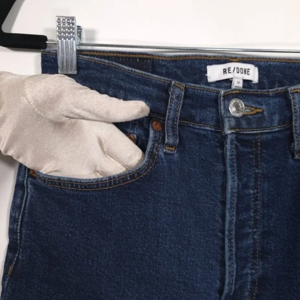 RE/DONE Women's Jeans 90s HIGH RISE ANKLE CROP Size 27 Button Fly 190-3WHRAC DRW